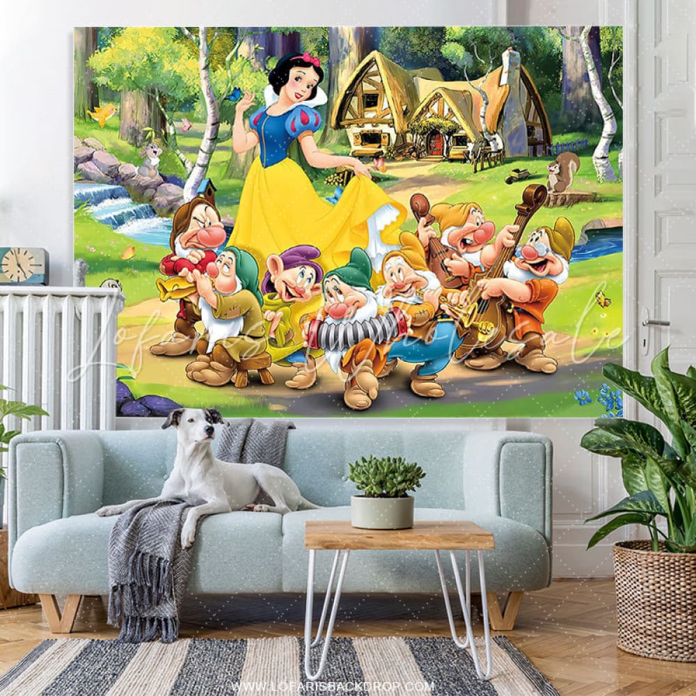 Snowhite Princess And Dwarfs Backdrop (x1u)
