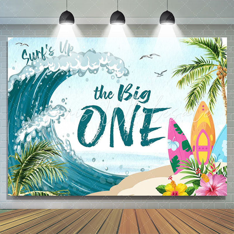 Surf Up The Big One Birthday Backdrop