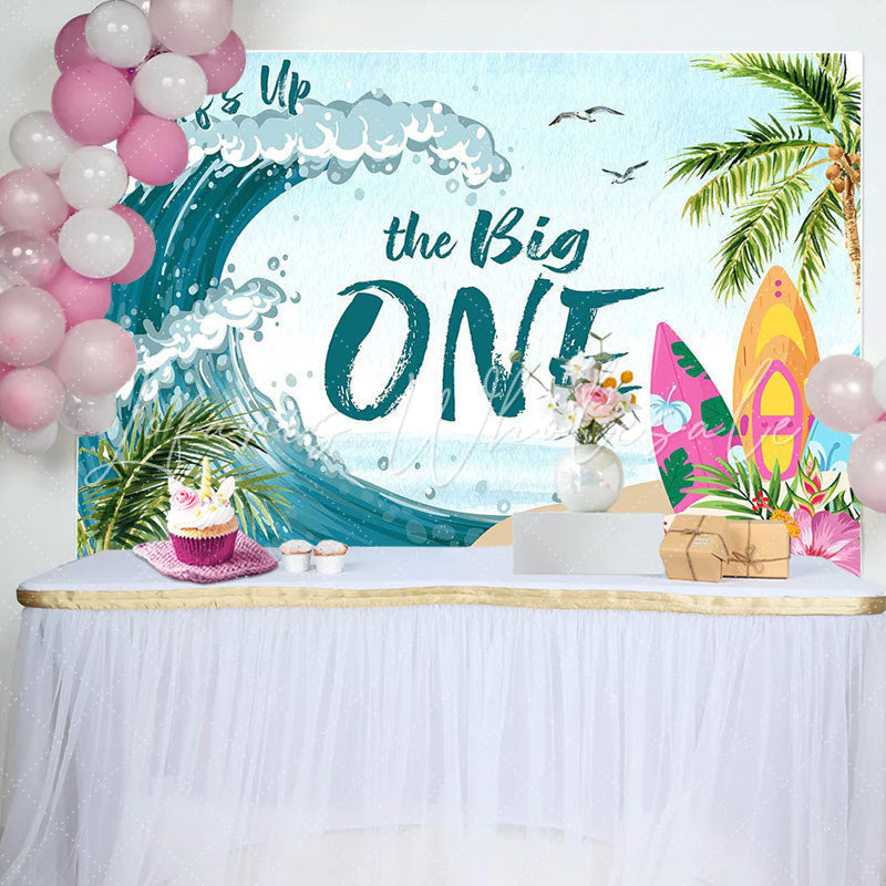 Surf Up The Big One Birthday Backdrop