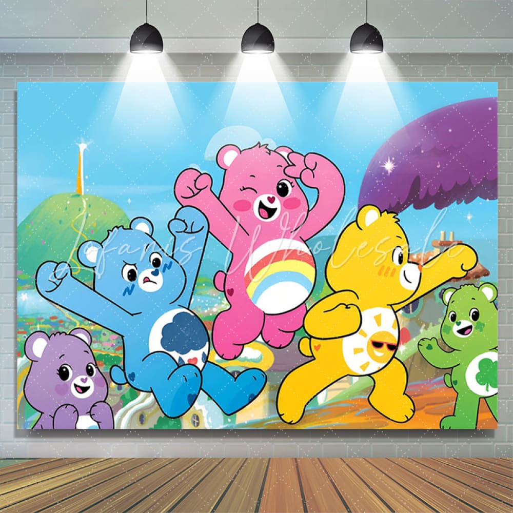 Colorful Care Bears Mountain Backdrop (x1u)