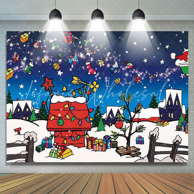 Xmas Red House Backdrop
