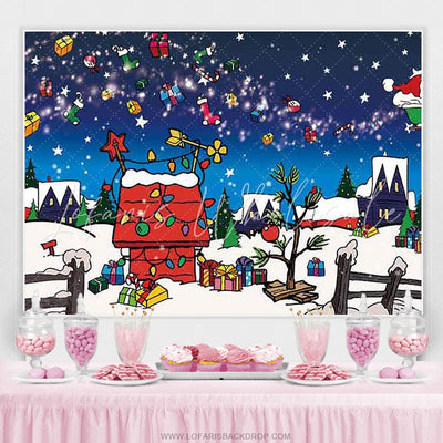Xmas Red House Backdrop