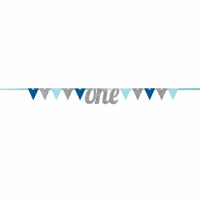 Banner "One" Silver Glitter Blue (x1u)