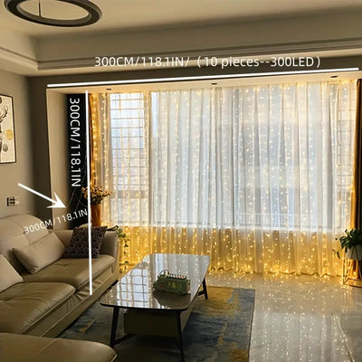 Cortina de Luz LED 300pcs LUZ AMARILLA