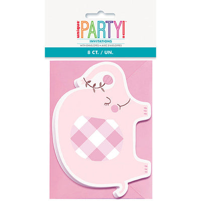 Invitations Pink Elephant (x8u)