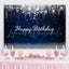 Dark Blue And Silver Glitter Happy Birthday Backdrop (x1u)