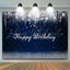 Dark Blue And Silver Glitter Happy Birthday Backdrop (x1u)