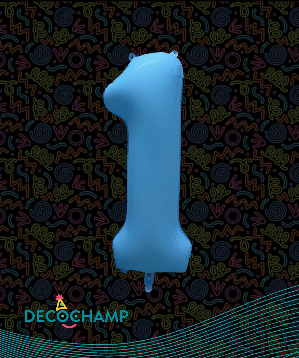 Deco Number 1 Neon Blue 34in Gemar