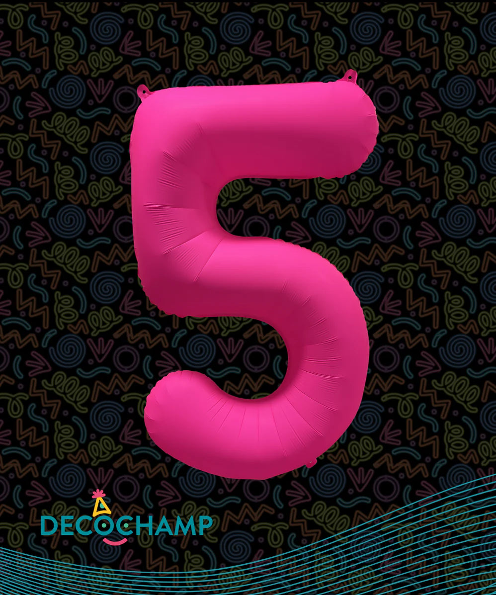 Deco Number 5 Neon Pink 34in by Decochamp