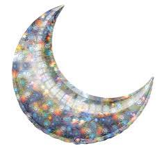 Moon Holographic Silver Fireworks Balloon 26"