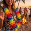 Vibrant Hawaiian Lei Multicolor Collar (x1u)