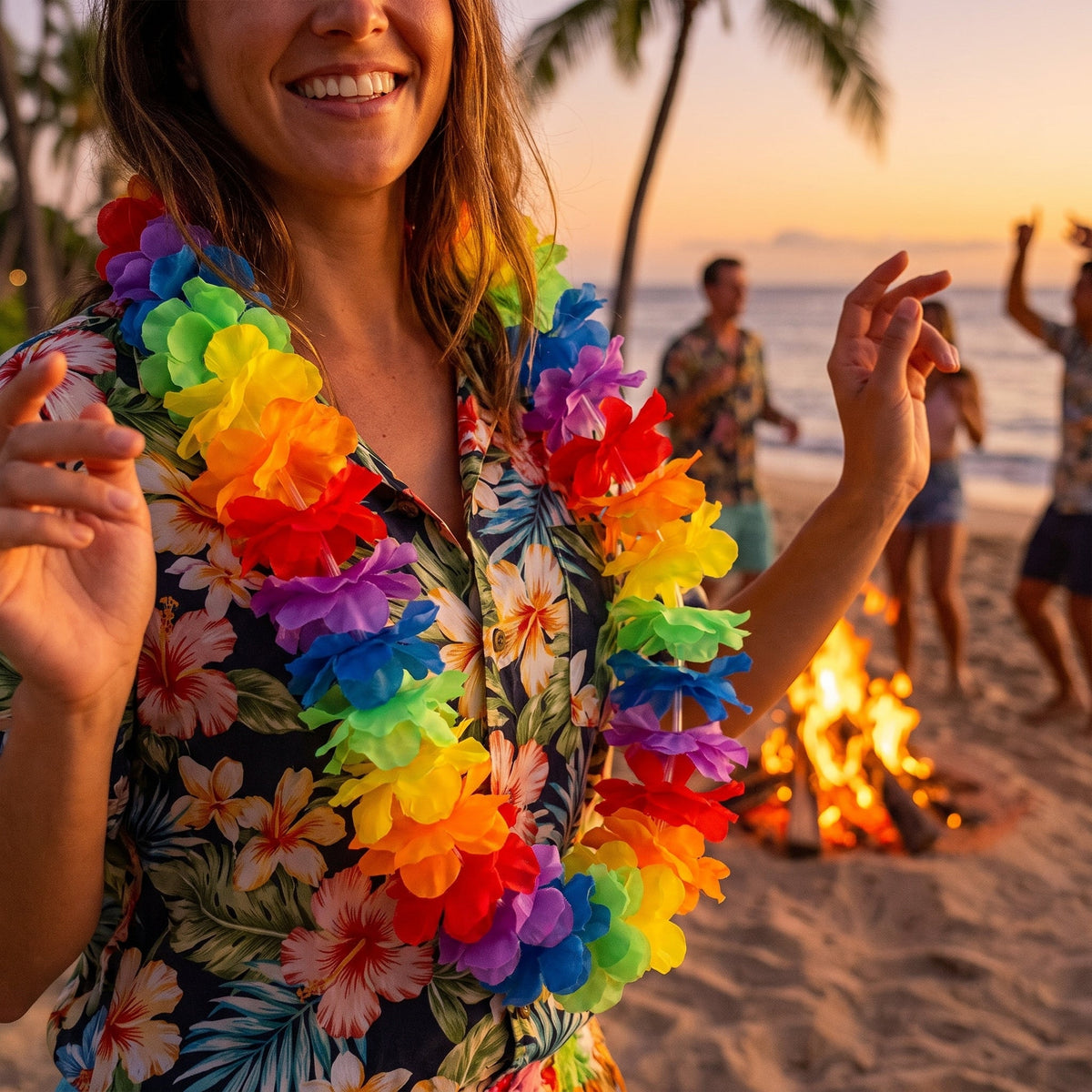 Vibrant Hawaiian Lei Multicolor Collar (x1u)