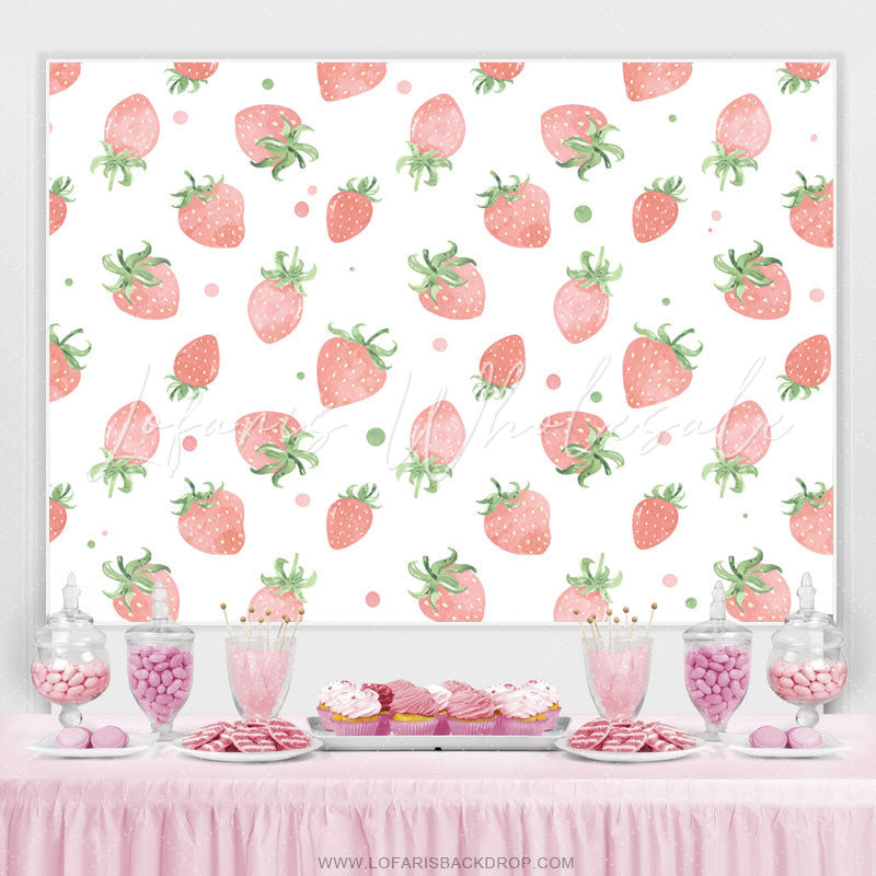 Pink Strawberry Happy Birthday Backdrop (x1u)