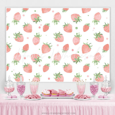 Pink Strawberry Happy Birthday Backdrop (x1u)