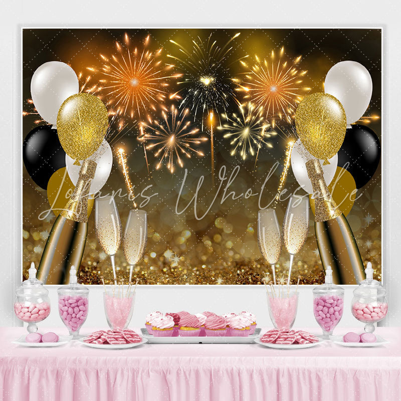 Glitter Golden Balloons And Sparkles Backdrop (x1u)