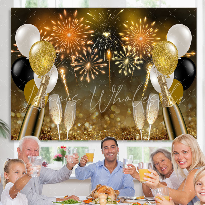 Glitter Golden Balloons And Sparkles Backdrop (x1u)