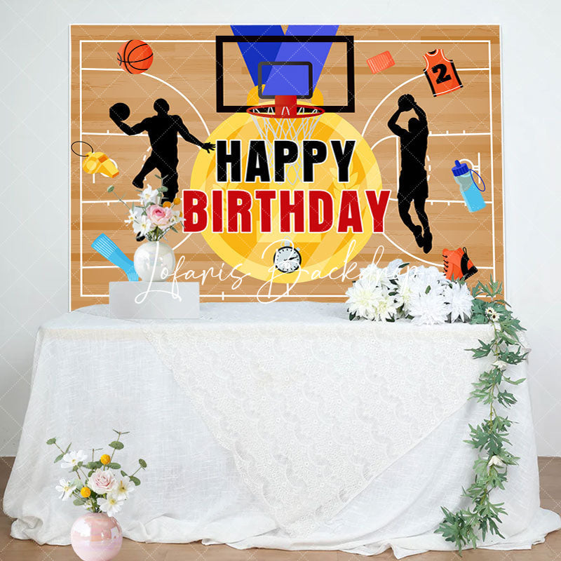 Gold Medal Sport Basketball Court Birthday Backdrop (x1u)