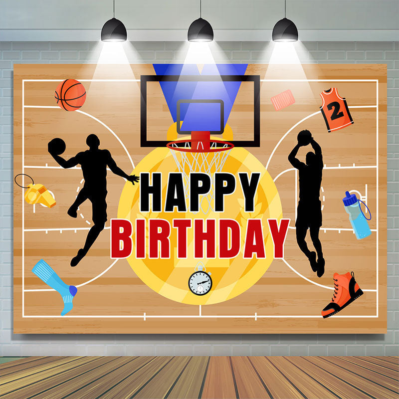 Gold Medal Sport Basketball Court Birthday Backdrop (x1u)