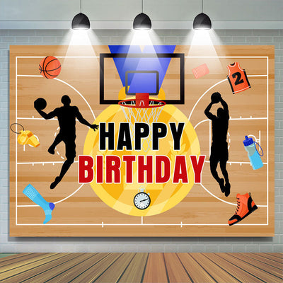 Gold Medal Sport Basketball Court Birthday Backdrop (x1u)