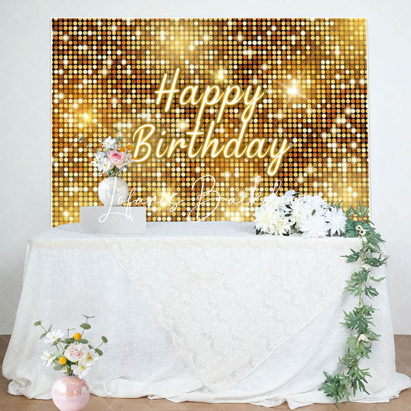 Gold Sequins Sparkle Happy Birthday Party Backdrop (x1u)