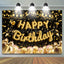 Golden Ribbons Balloons Birthday Backdrop (x1u)