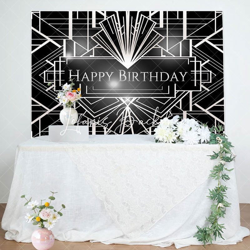 Great Gatsby Sliver Geometric Birthday Backdrop (x1u)