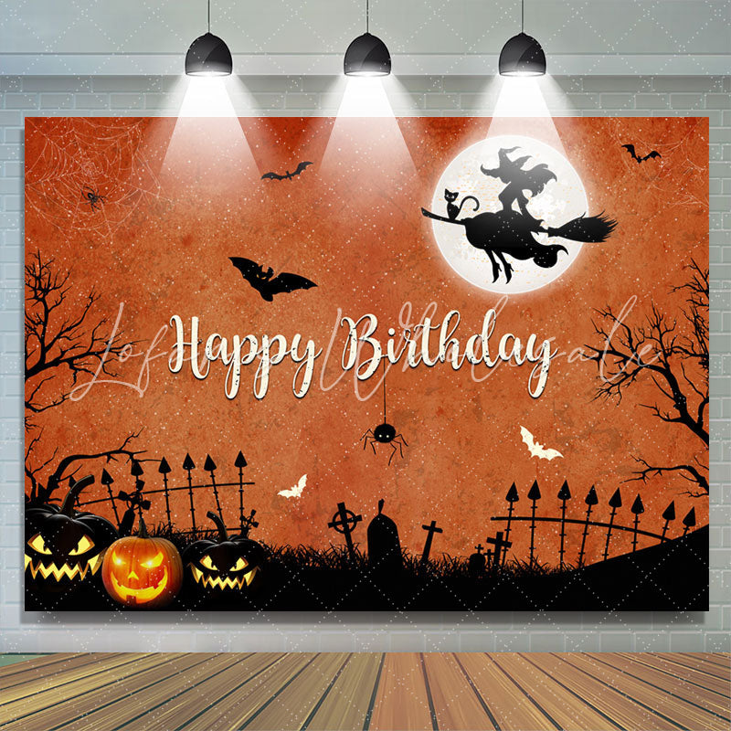 Backdrop Halloween Witch Happy Birthday