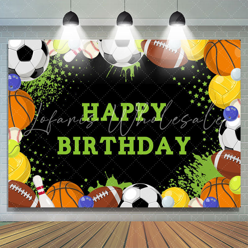 Balls Sports Happy Birthday Backdrop (x1u)