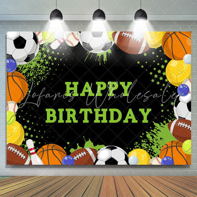 Balls Sports Happy Birthday Backdrop (x1u)