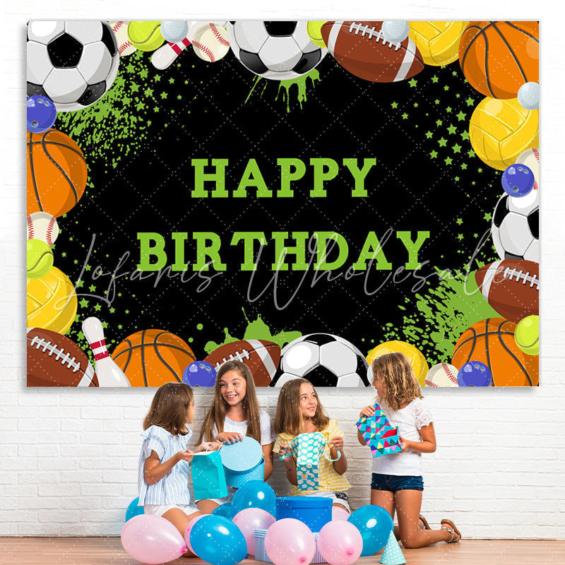 Balls Sports Happy Birthday Backdrop (x1u)