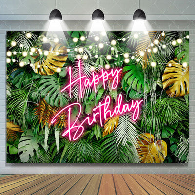 Hawaii Night Happy Birthday Neon Backdrop (x1u)