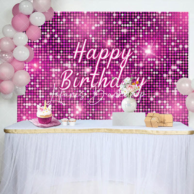 Hot Pink Sequins Sparkle Happy Birthday Backdrop (x1u)
