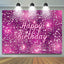 Hot Pink Sequins Sparkle Happy Birthday Backdrop (x1u)