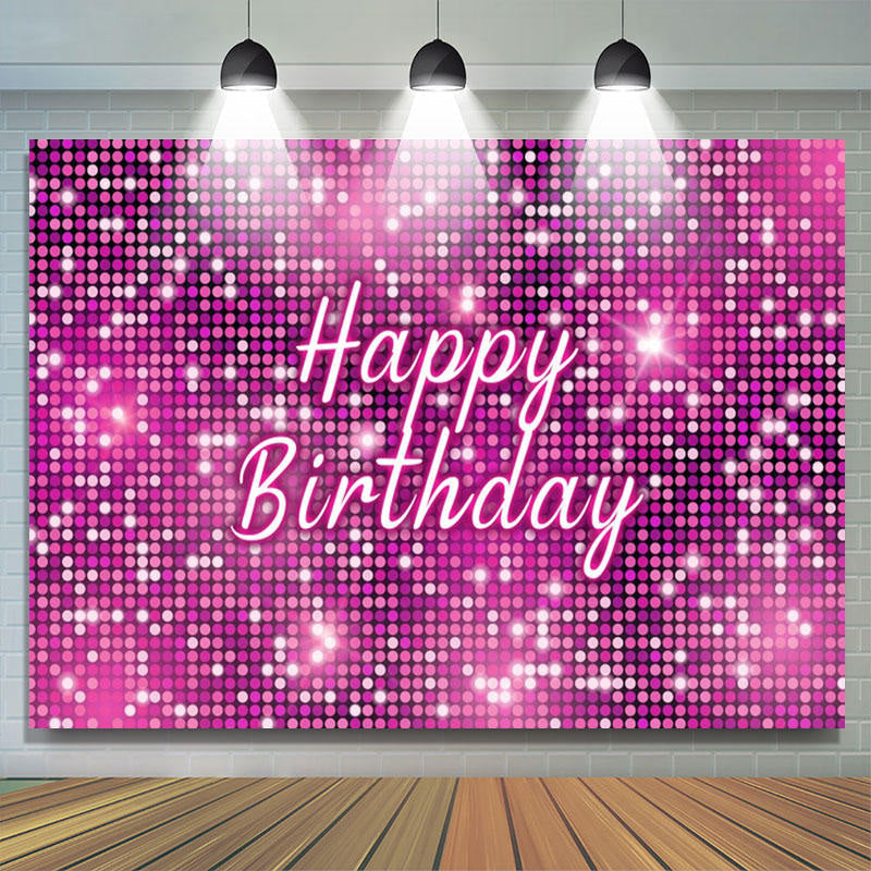 Hot Pink Sequins Sparkle Happy Birthday Backdrop (x1u)