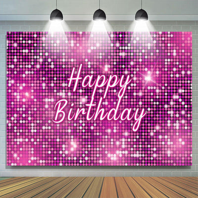 Hot Pink Sequins Sparkle Happy Birthday Backdrop (x1u)