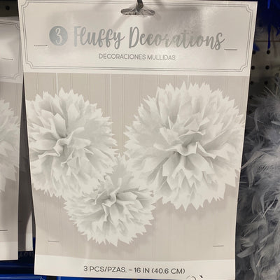 POM POM BLANCO ESPONJOSO (3 UNIDADES) COLGANTE