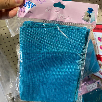 Burlap Pouches - Turquoise