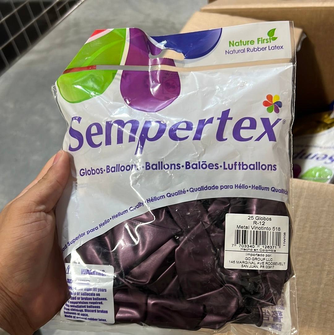 Globo Metal Vinotinto 12”