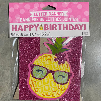 Pineapple Friends Banner Happy Birthday