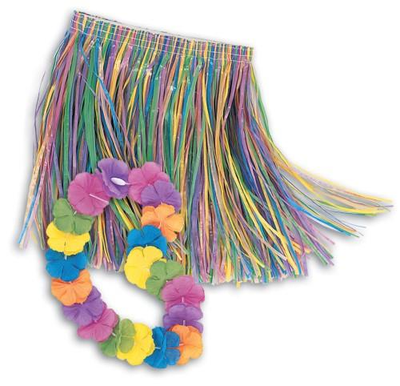 Child Hula Skirt and Lei Set