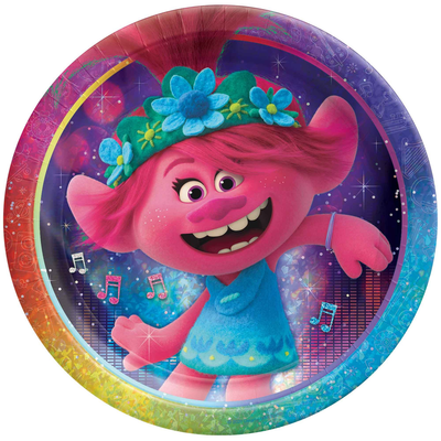 PLATE 9" Round TROLLS WORLD (8 unidades)