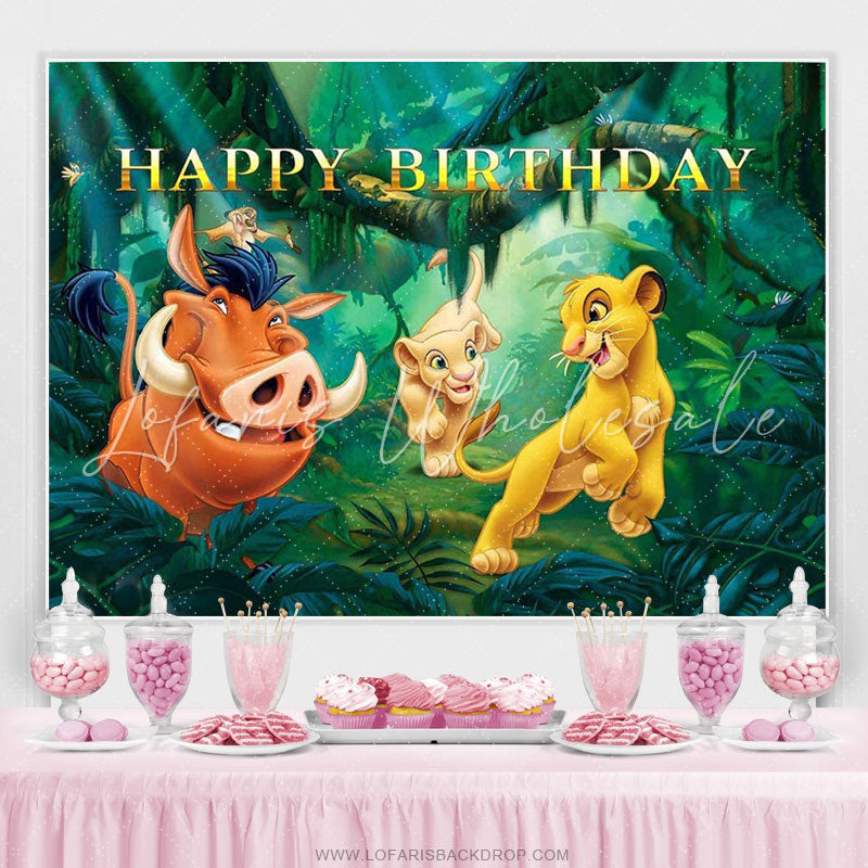 Jungle Safari Lion King Happy Birthday Backdrop (x1u)