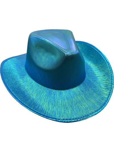 Adult's Blue Holographic Cowboy Hat Costume Accessory