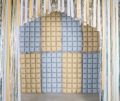 FOIL BALLOON CURTAIN DOUBLE SIDED BEIGE-BLUE (55X110CM)