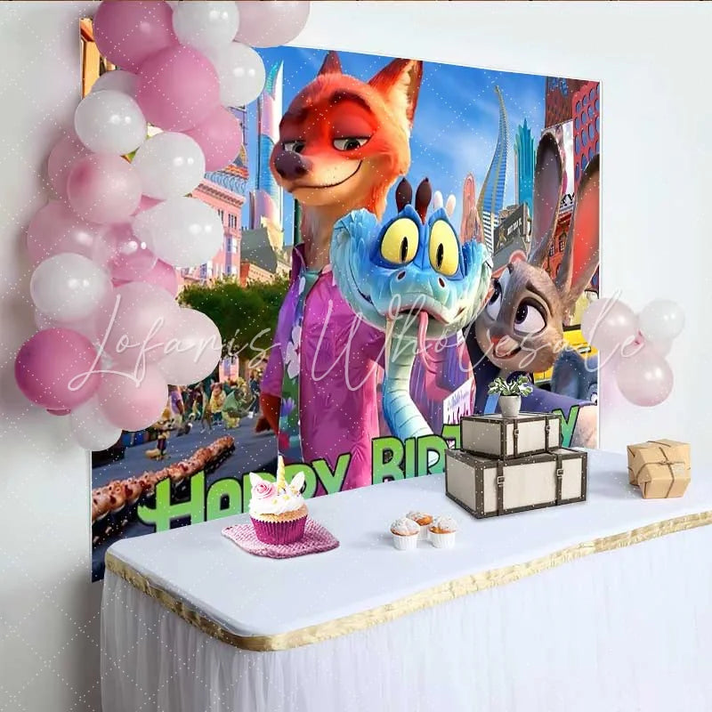 Zootopia Animal City Happy Birthday Backdrop (x1u)