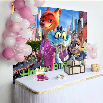 Zootopia Animal City Happy Birthday Backdrop (x1u)