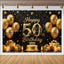 Happy 50th Birthday Backdrop Black and Gold (x1u)