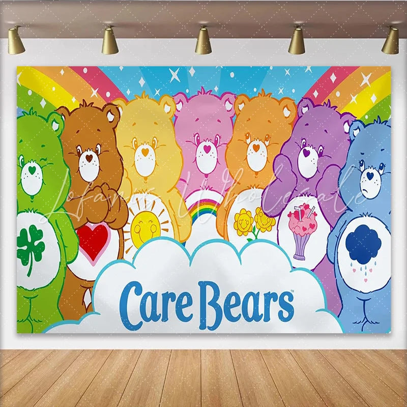 Backdrop Care Bears Colorful Cartoon