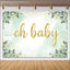 Eucalyptus Greenery and Gold Glitter Oh Baby Shower Backdrop (x1u)