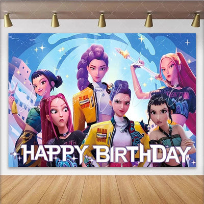 Kpop Demon Hunters Girls Happy Birthday Backdrop (x1u)